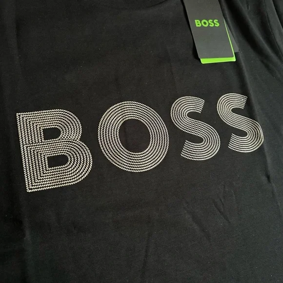 Hugo Boss Men's Black Gloss Logo T-shirt in Pima Cotton - Picture 5 of 7